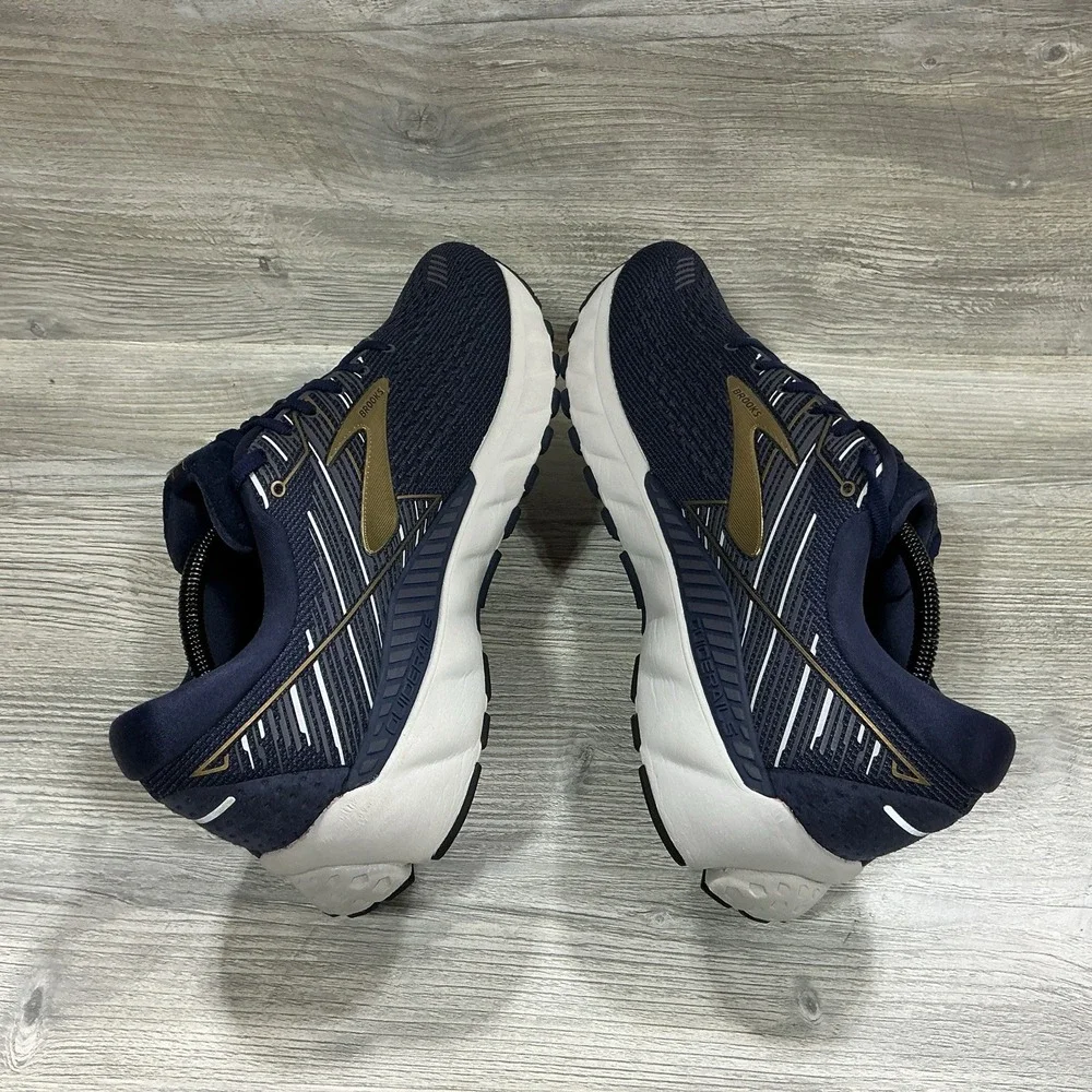 Brooks Adrenaline GTS 19 Mens Running Shoes Navy Gold Sneakers Size 11.5 D